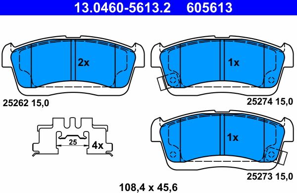 ATE 13.0460-5613.2 - Kit de plaquettes de frein, frein à disque cwaw.fr