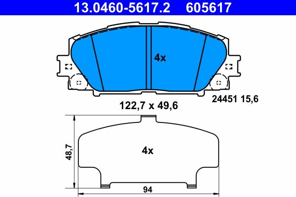 ATE 13.0460-5617.2 - Kit de plaquettes de frein, frein à disque cwaw.fr