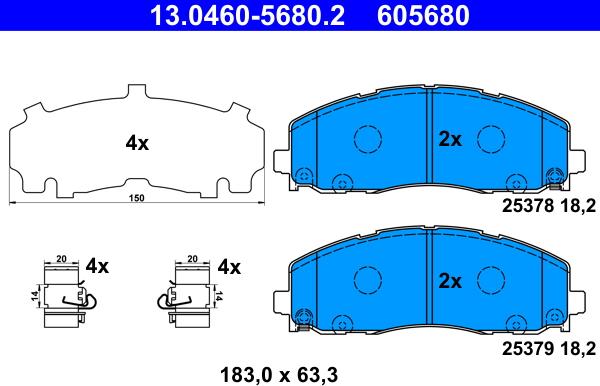 ATE 13.0460-5680.2 - Kit de plaquettes de frein, frein à disque cwaw.fr