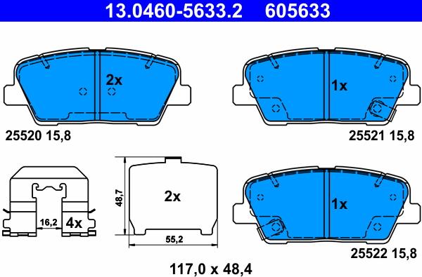 ATE 13.0460-5633.2 - Kit de plaquettes de frein, frein à disque cwaw.fr