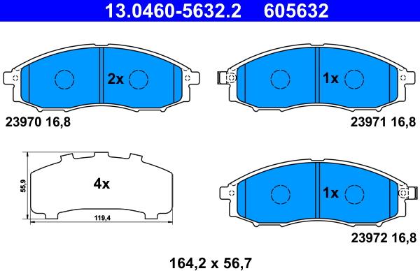 ATE 13.0460-5632.2 - Kit de plaquettes de frein, frein à disque cwaw.fr