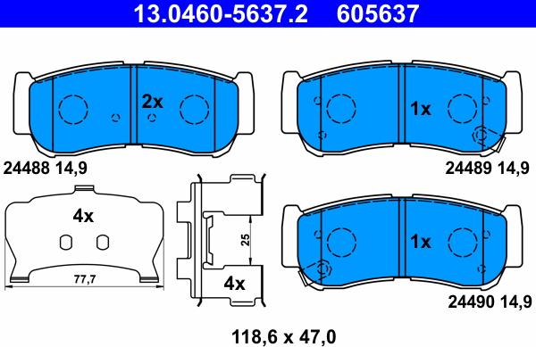 ATE 13.0460-5637.2 - Kit de plaquettes de frein, frein à disque cwaw.fr