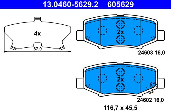 ATE 13.0460-5629.2 - Kit de plaquettes de frein, frein à disque cwaw.fr