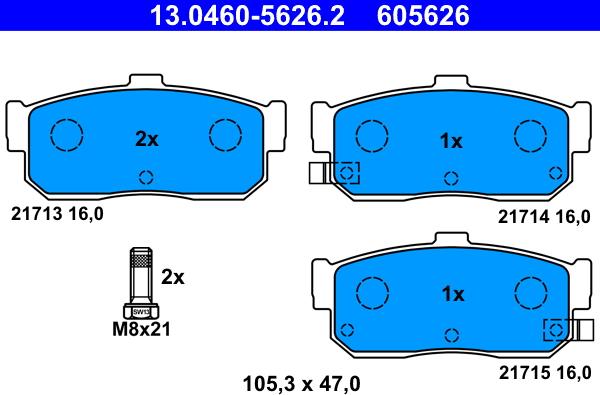 ATE 13.0460-5626.2 - Kit de plaquettes de frein, frein à disque cwaw.fr