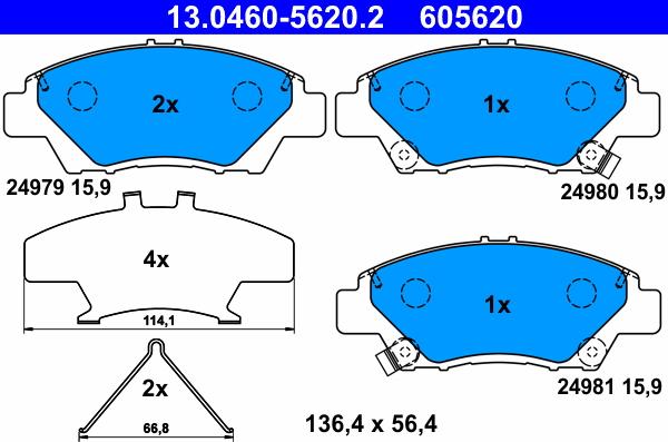 ATE 13.0460-5620.2 - Kit de plaquettes de frein, frein à disque cwaw.fr