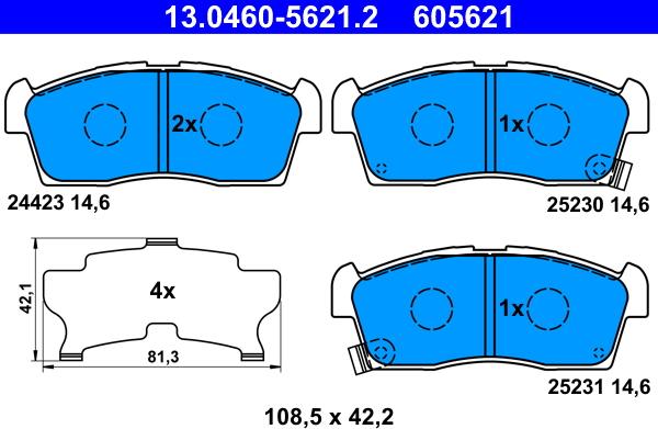 ATE 13.0460-5621.2 - Kit de plaquettes de frein, frein à disque cwaw.fr