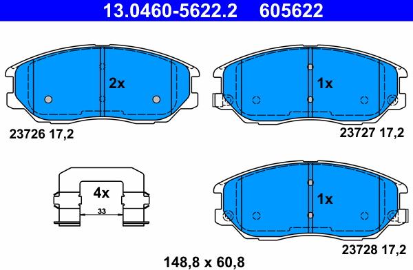 ATE 13.0460-5622.2 - Kit de plaquettes de frein, frein à disque cwaw.fr