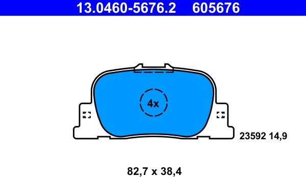 ATE 13.0460-5676.2 - Kit de plaquettes de frein, frein à disque cwaw.fr