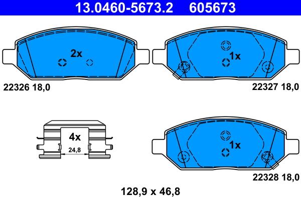 ATE 13.0460-5673.2 - Kit de plaquettes de frein, frein à disque cwaw.fr