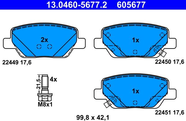 ATE 13.0460-5677.2 - Kit de plaquettes de frein, frein à disque cwaw.fr