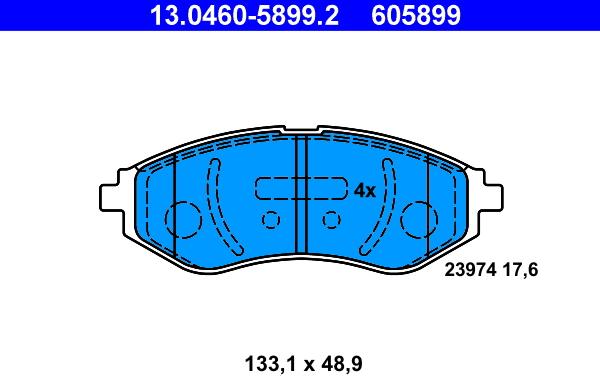 ATE 13.0460-5899.2 - Kit de plaquettes de frein, frein à disque cwaw.fr