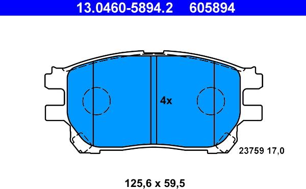 ATE 13.0460-5894.2 - Kit de plaquettes de frein, frein à disque cwaw.fr