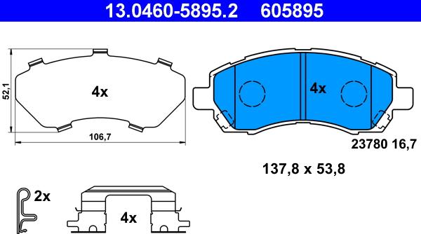 ATE 13.0460-5895.2 - Kit de plaquettes de frein, frein à disque cwaw.fr