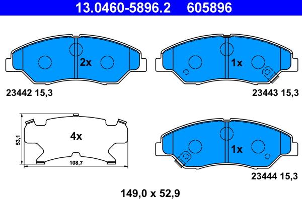 ATE 13.0460-5896.2 - Kit de plaquettes de frein, frein à disque cwaw.fr