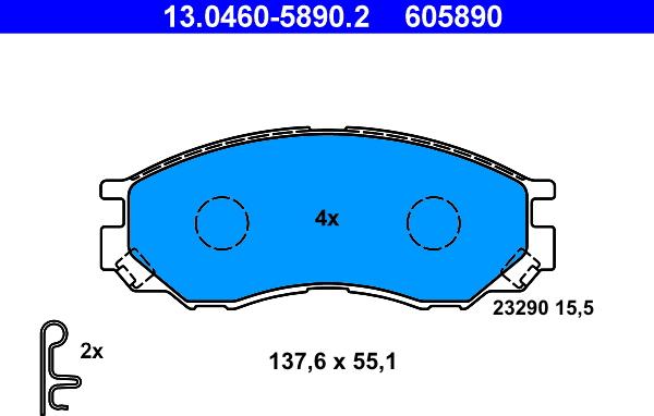 ATE 13.0460-5890.2 - Kit de plaquettes de frein, frein à disque cwaw.fr