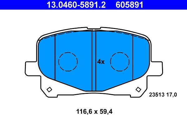 ATE 13.0460-5891.2 - Kit de plaquettes de frein, frein à disque cwaw.fr