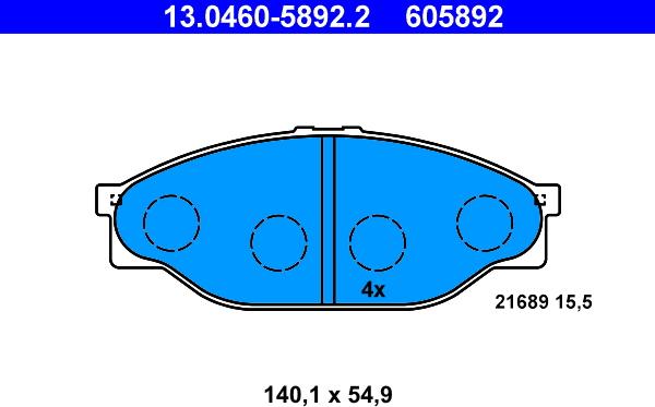 ATE 13.0460-5892.2 - Kit de plaquettes de frein, frein à disque cwaw.fr