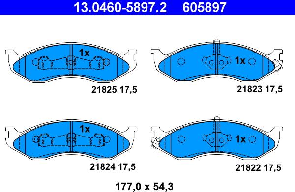 ATE 13.0460-5897.2 - Kit de plaquettes de frein, frein à disque cwaw.fr