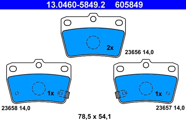 ATE 13.0460-5849.2 - Kit de plaquettes de frein, frein à disque cwaw.fr