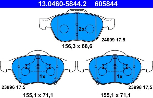 ATE 13.0460-5844.2 - Kit de plaquettes de frein, frein à disque cwaw.fr