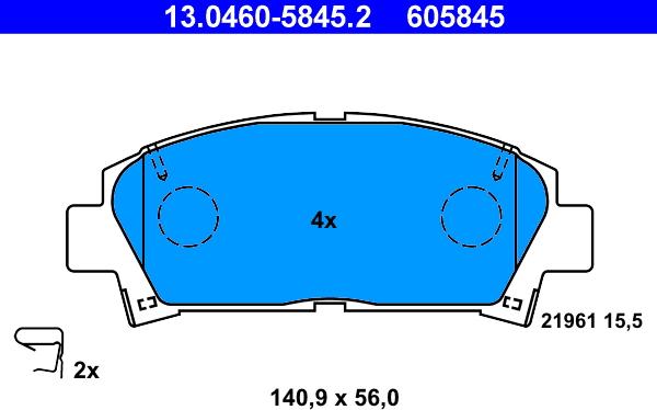 ATE 13.0460-5845.2 - Kit de plaquettes de frein, frein à disque cwaw.fr