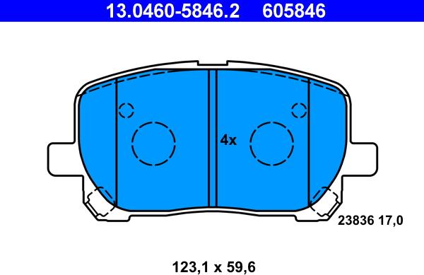 ATE 13.0460-5846.2 - Kit de plaquettes de frein, frein à disque cwaw.fr