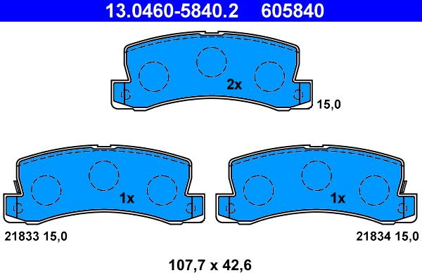 ATE 13.0460-5840.2 - Kit de plaquettes de frein, frein à disque cwaw.fr