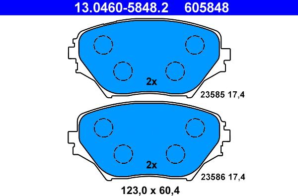 ATE 13.0460-5848.2 - Kit de plaquettes de frein, frein à disque cwaw.fr