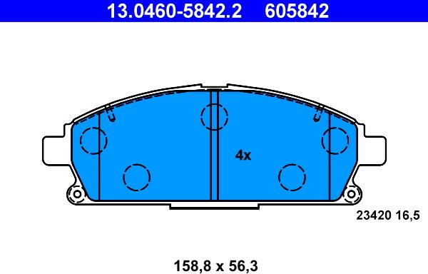 ATE 13.0460-5842.2 - Kit de plaquettes de frein, frein à disque cwaw.fr