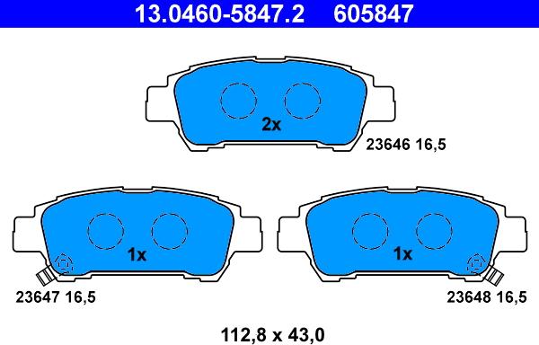 ATE 13.0460-5847.2 - Kit de plaquettes de frein, frein à disque cwaw.fr