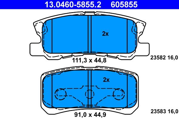 ATE 13.0460-5855.2 - Kit de plaquettes de frein, frein à disque cwaw.fr