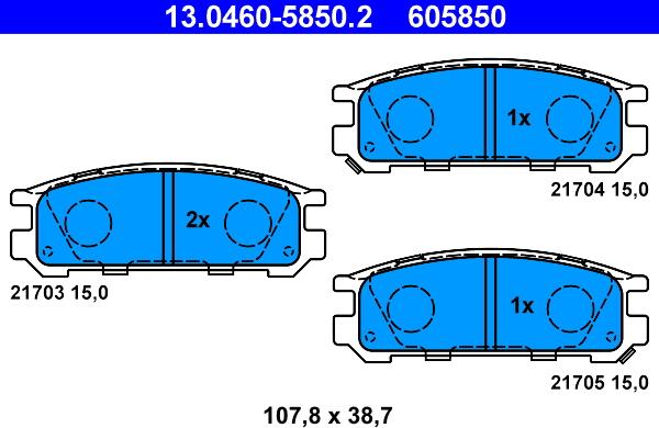 ATE 13.0460-5850.2 - Kit de plaquettes de frein, frein à disque cwaw.fr