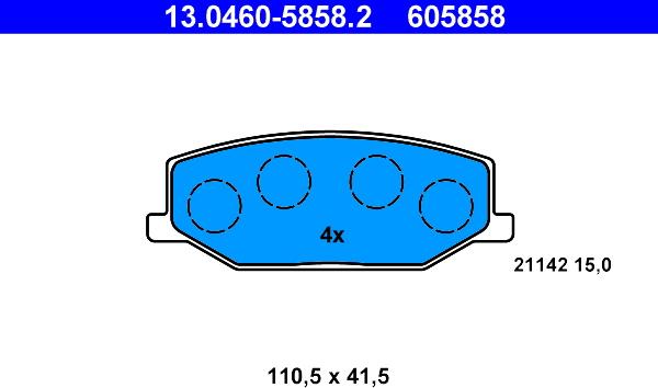 ATE 13.0460-5858.2 - Kit de plaquettes de frein, frein à disque cwaw.fr