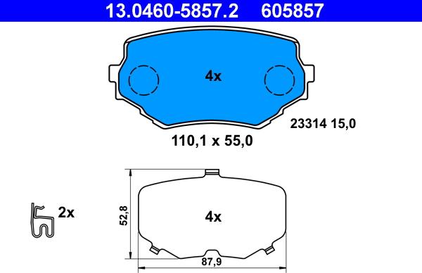 ATE 13.0460-5857.2 - Kit de plaquettes de frein, frein à disque cwaw.fr