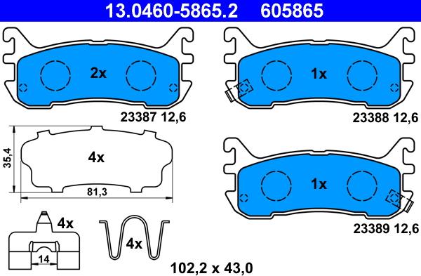 ATE 13.0460-5865.2 - Kit de plaquettes de frein, frein à disque cwaw.fr