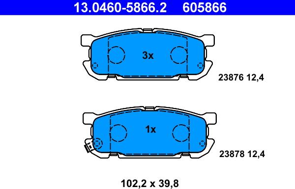 ATE 13.0460-5866.2 - Kit de plaquettes de frein, frein à disque cwaw.fr