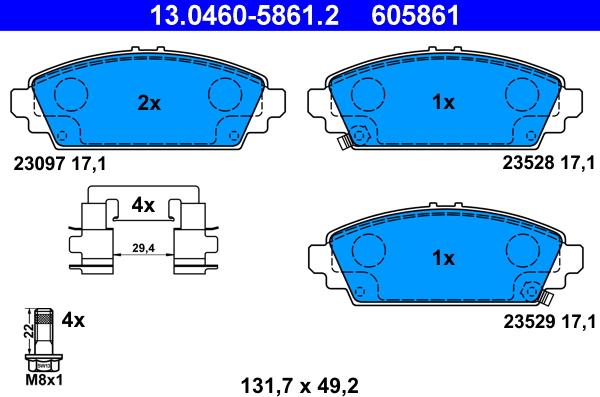 ATE 13.0460-5861.2 - Kit de plaquettes de frein, frein à disque cwaw.fr