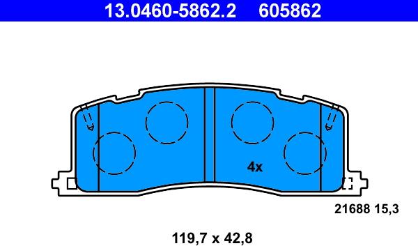 ATE 13.0460-5862.2 - Kit de plaquettes de frein, frein à disque cwaw.fr