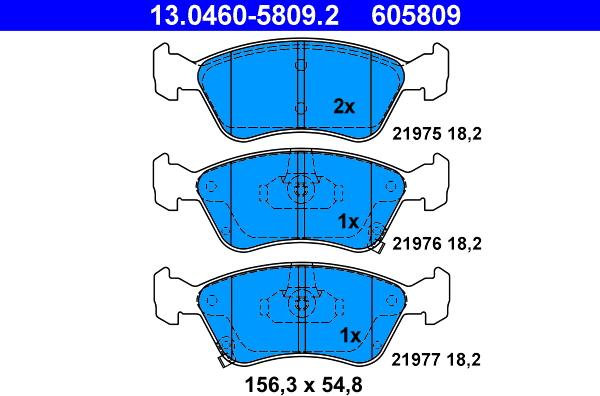 ATE 13.0460-5809.2 - Kit de plaquettes de frein, frein à disque cwaw.fr