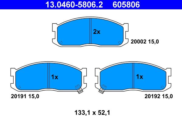 ATE 13.0460-5806.2 - Kit de plaquettes de frein, frein à disque cwaw.fr