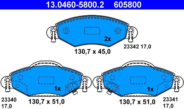 ATE 13.0460-5800.2 - Kit de plaquettes de frein, frein à disque cwaw.fr