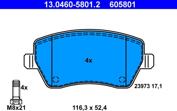 ATE 13.0460-5801.2 - Kit de plaquettes de frein, frein à disque cwaw.fr