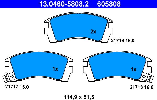 ATE 13.0460-5808.2 - Kit de plaquettes de frein, frein à disque cwaw.fr