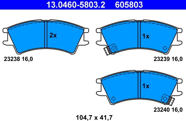 ATE 13.0460-5803.2 - Kit de plaquettes de frein, frein à disque cwaw.fr