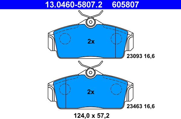 ATE 13.0460-5807.2 - Kit de plaquettes de frein, frein à disque cwaw.fr