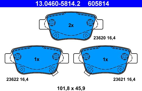 ATE 13.0460-5814.2 - Kit de plaquettes de frein, frein à disque cwaw.fr