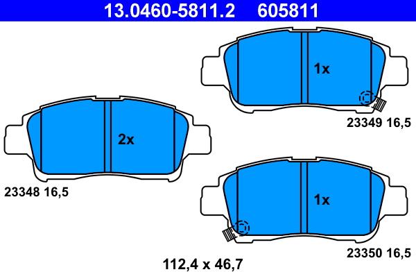 ATE 13.0460-5811.2 - Kit de plaquettes de frein, frein à disque cwaw.fr