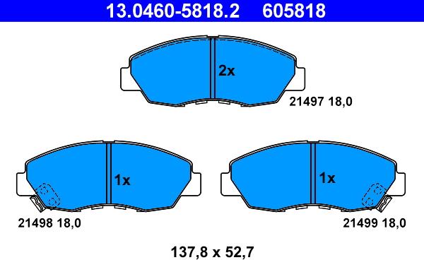 ATE 13.0460-5818.2 - Kit de plaquettes de frein, frein à disque cwaw.fr