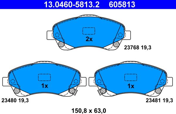 ATE 13.0460-5813.2 - Kit de plaquettes de frein, frein à disque cwaw.fr