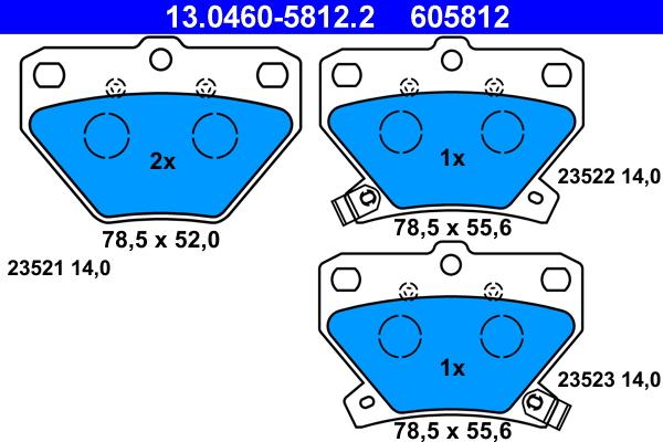 ATE 13.0460-5812.2 - Kit de plaquettes de frein, frein à disque cwaw.fr